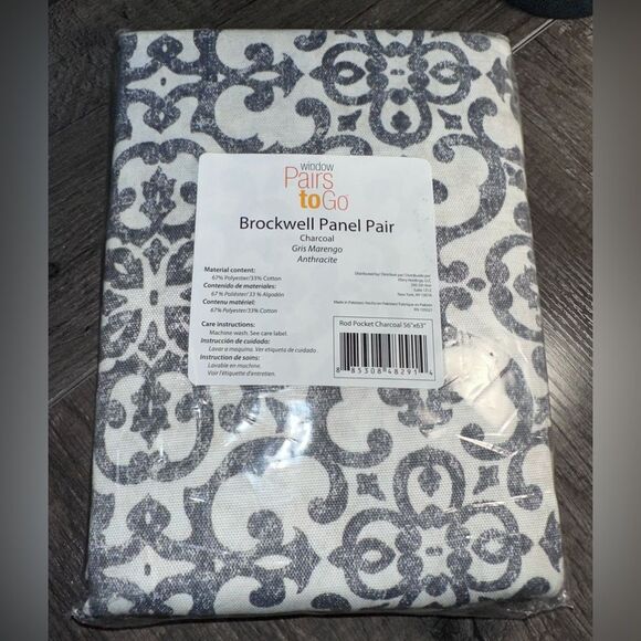 Pairs to Go Brockwell 56" x 63" Rod Pocket Double Panel Window Charcoal Curtains - Picture 4 of 6